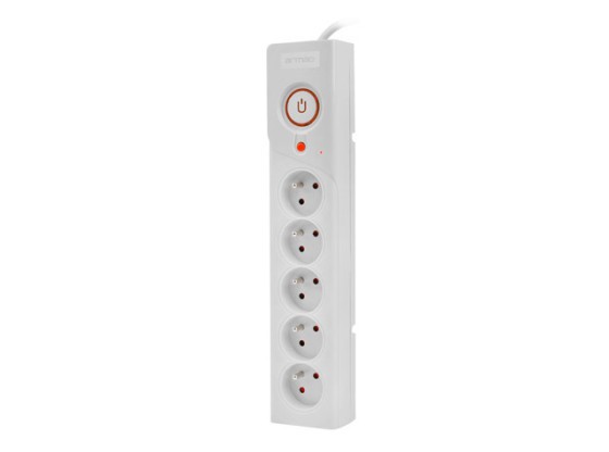 PROTECTOR CONTRA SOBRETENSIONES ARMAC Z5 5M 5X TOMAS 10A ORGANIZADOR DE CABLES GRIS