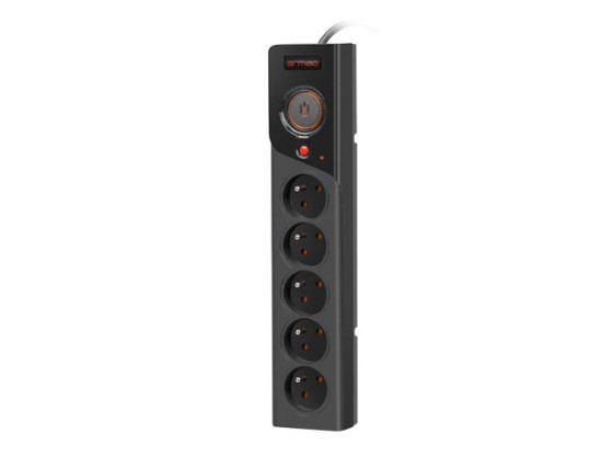 PROTECTOR CONTRA SOBRETENSIONES ARMAC Z5 3M 5X SALIDAS FRANCESAS 10A ORGANIZADOR DE CABLES NEGRO