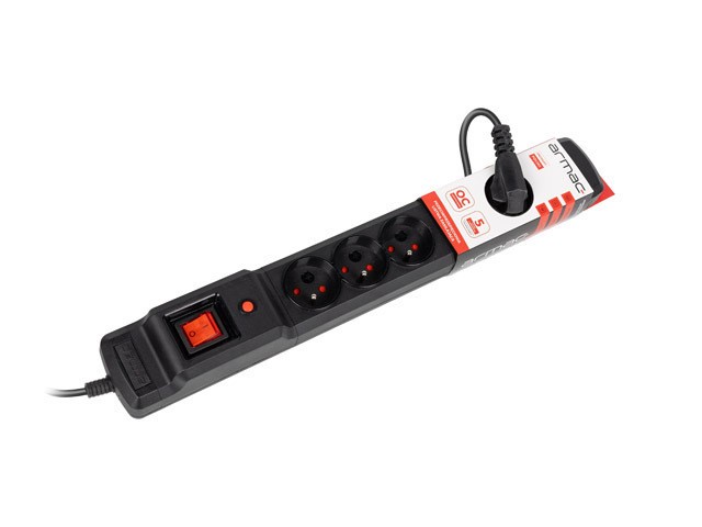 PROTECTOR DE SOBRETENSIÓN ARMAC MULTI M6 5M 6X SALIDAS FRANCESAS NEGRO 5