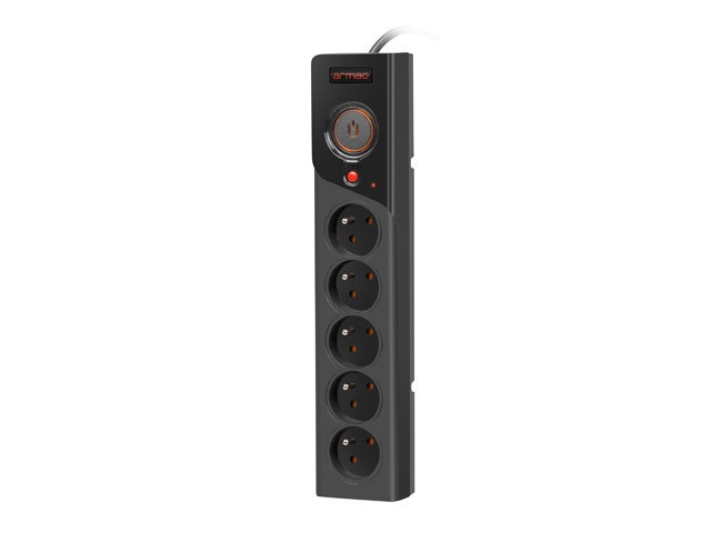 PROTECTOR CONTRA SOBRETENSIONES ARMAC Z5 1,5M 5X SALIDAS FRANCESAS 10A ORGANIZADOR DE CABLES NEGRO