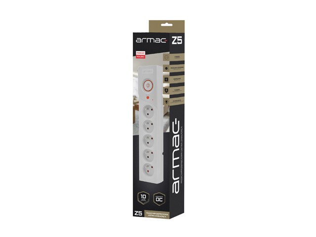 PROTECTOR CONTRA SOBRETENSIONES ARMAC Z5 5M 5X TOMAS 10A ORGANIZADOR DE CABLES GRIS 5